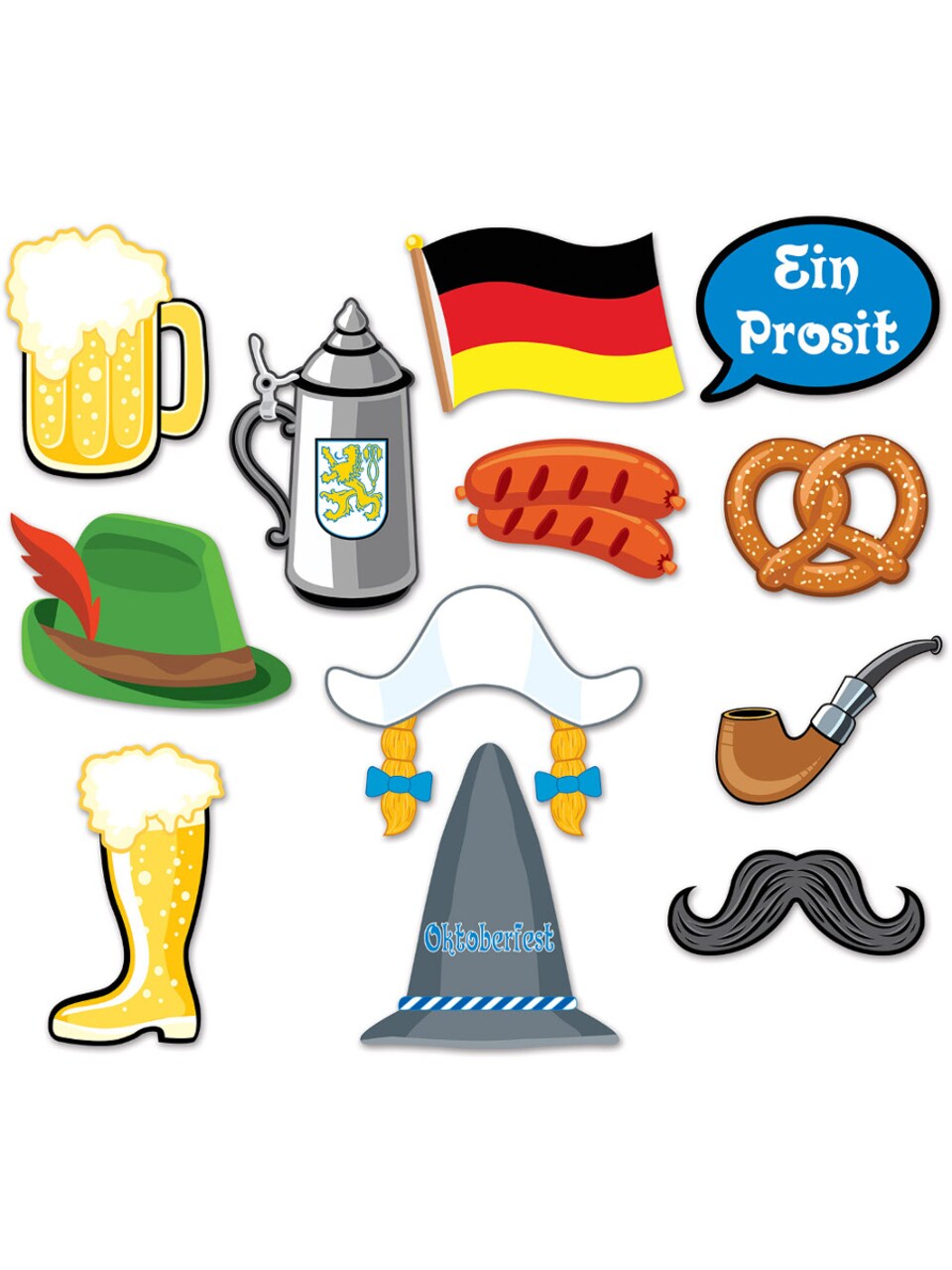 Oktoberfest Bavarian German Props Photo Booth Fun Signs 12 Piece Kit